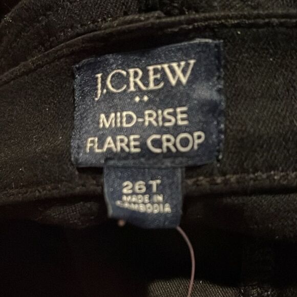 J Crew Factory NWT Flare Crop Black Jeans Size 26T in All Day Stretch - Picture 7 of 8